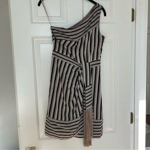 BCBG Max Azria asymmetrical one shoulder striped mini dress XS